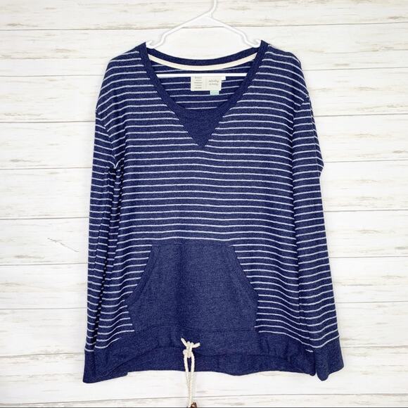 Saturday Sunday | Blue V-Neck Striped Terry Cloth Sweater - Picture 2 of 8